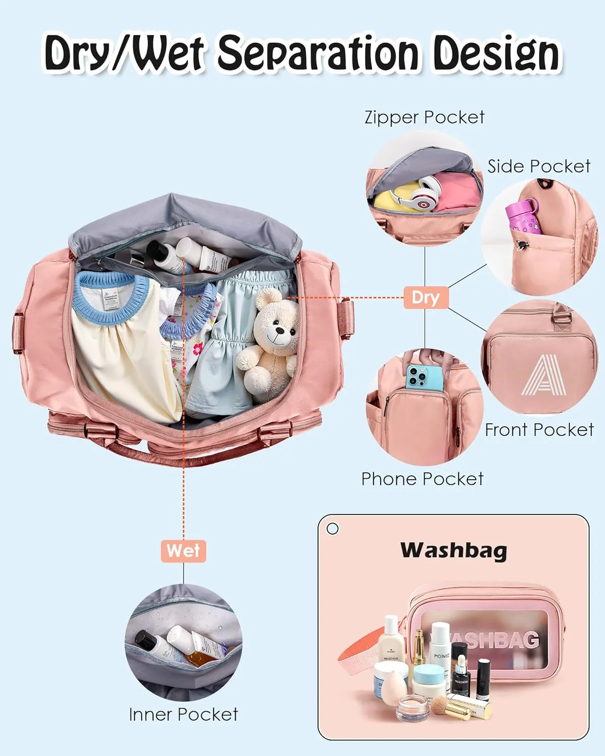 Duffle Travel Bag, Girls Gift, Teen Gifts Trendy Stuff, Personalized Duffle Bags for Women, Overnight Weekenders Bag for Girls, Kids, mothers day gifts, Graduation teachers appreciation gift