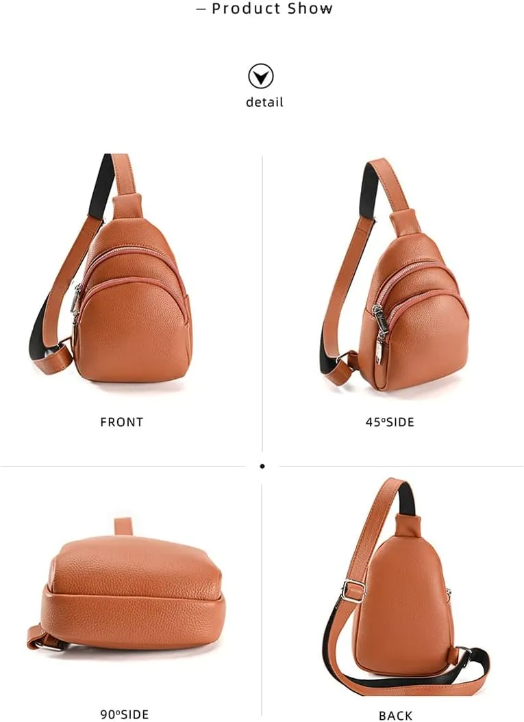 DYJ Sling Bag for Women,Lightweight Shoulder Chest Multi-Pocket Pack Bag, Leather Travel Purse and Gifts