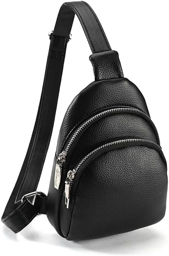 DYJ Sling Bag for Women,Lightweight Shoulder Chest Multi-Pocket Pack Bag, Leather Travel Purse and Gifts