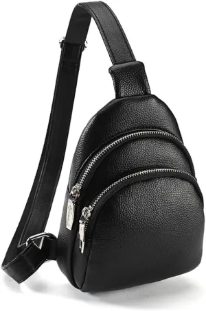 DYJ Sling Bag for Women,Lightweight Shoulder Chest Multi-Pocket Pack Bag, Leather Travel Purse and Gifts