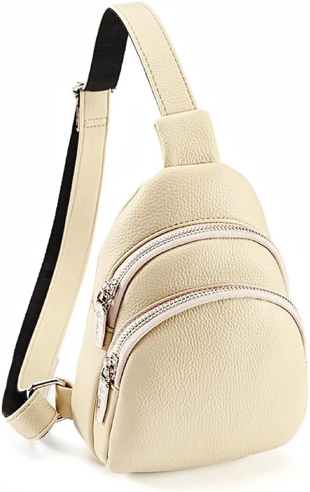 DYJ Sling Bag for Women,Lightweight Shoulder Chest Multi-Pocket Pack Bag, Leather Travel Purse and Gifts