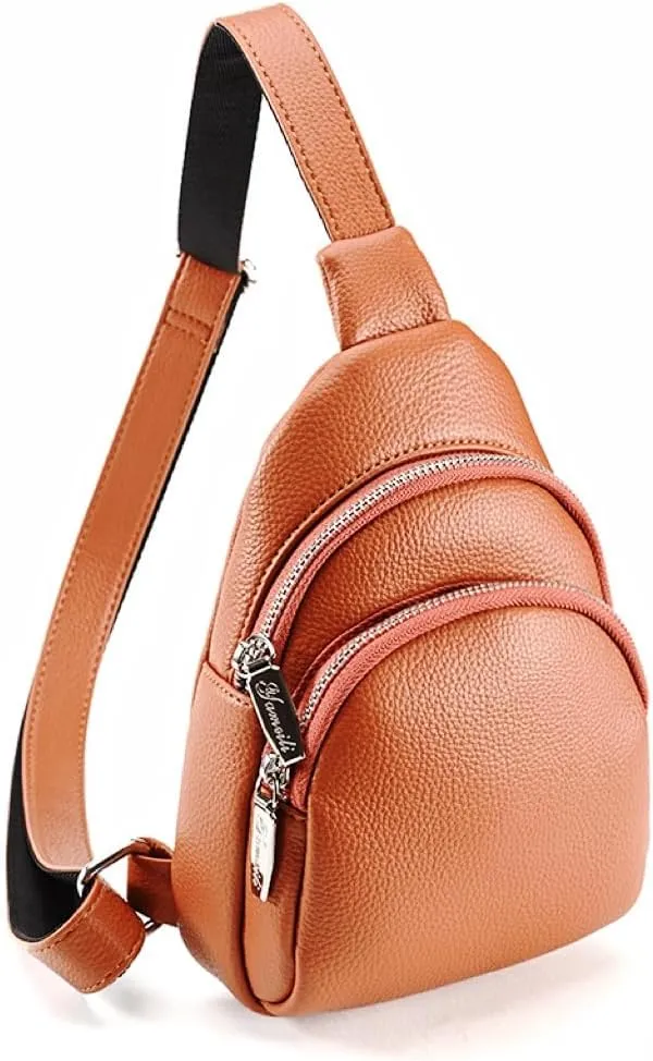 DYJ Sling Bag for Women,Lightweight Shoulder Chest Multi-Pocket Pack Bag, Leather Travel Purse and Gifts
