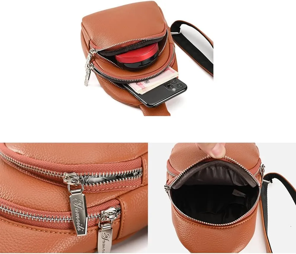 DYJ Sling Bag for Women,Lightweight Shoulder Chest Multi-Pocket Pack Bag, Leather Travel Purse and Gifts