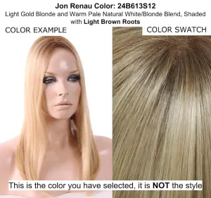 EasiFringe HD Bangs Color 24B613S12 Shaded Butter Popcorn- Easihair Hairpieces Face Framing 8-12" Length Clip Heat Friendly 1 Piece Monofilament 6.25”x3.25" Base Scalp Bundle MaxWigs Hairloss Booklet