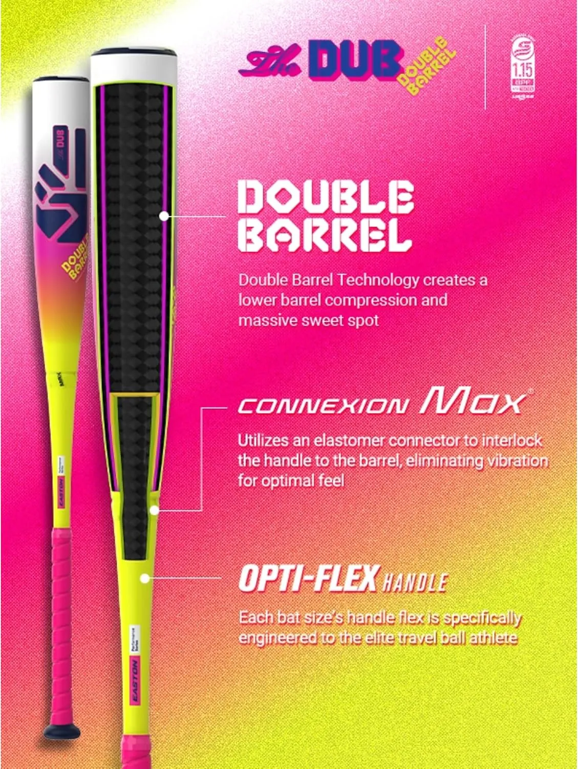 Easton | 2025 | The Dub Baseball Bat | USSSA | -5 / -8 / -10 Drop | 2 3/4" Barrel | 2 Pc. Composite