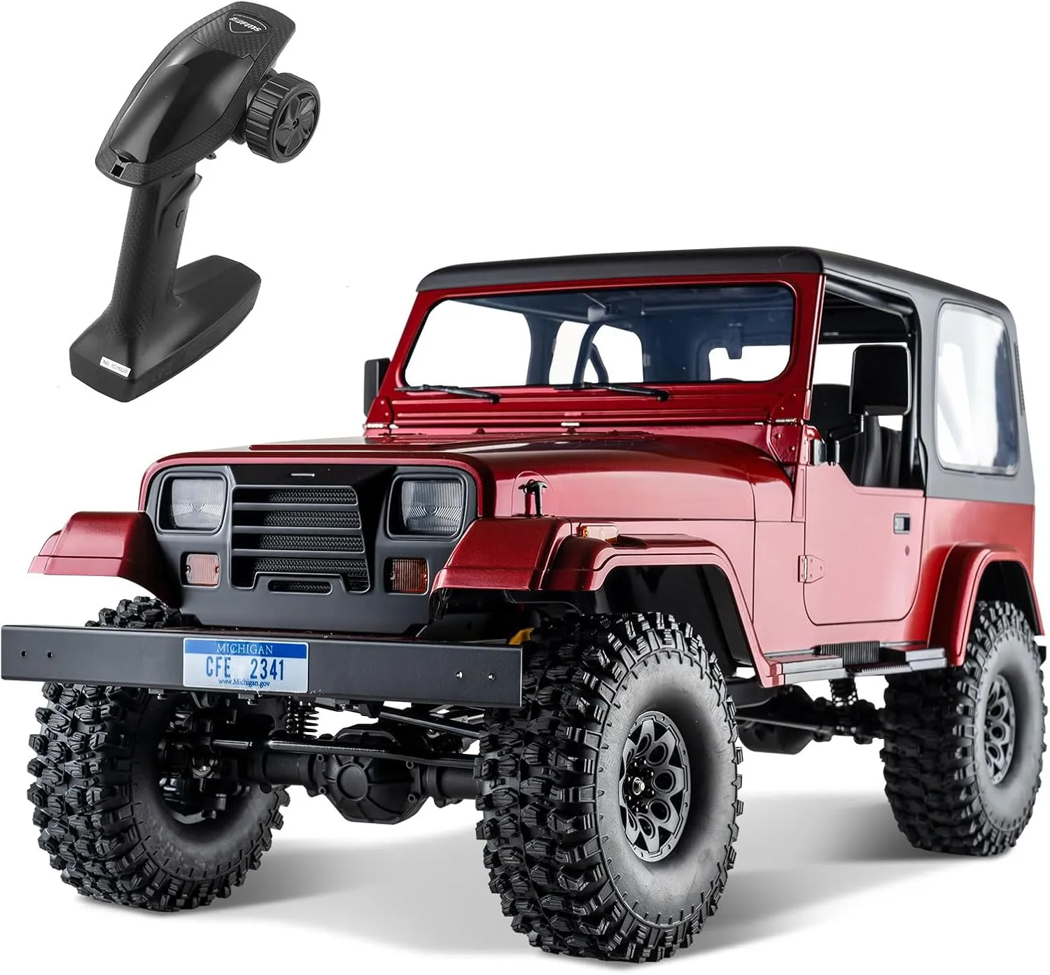 EAZYRC FMS Rochobby 1/10 RC Crawler Mashigan RC Truck 4x4 RTR, RC Car with Foldable Front Windcreen, Convertible Top (RS Version)