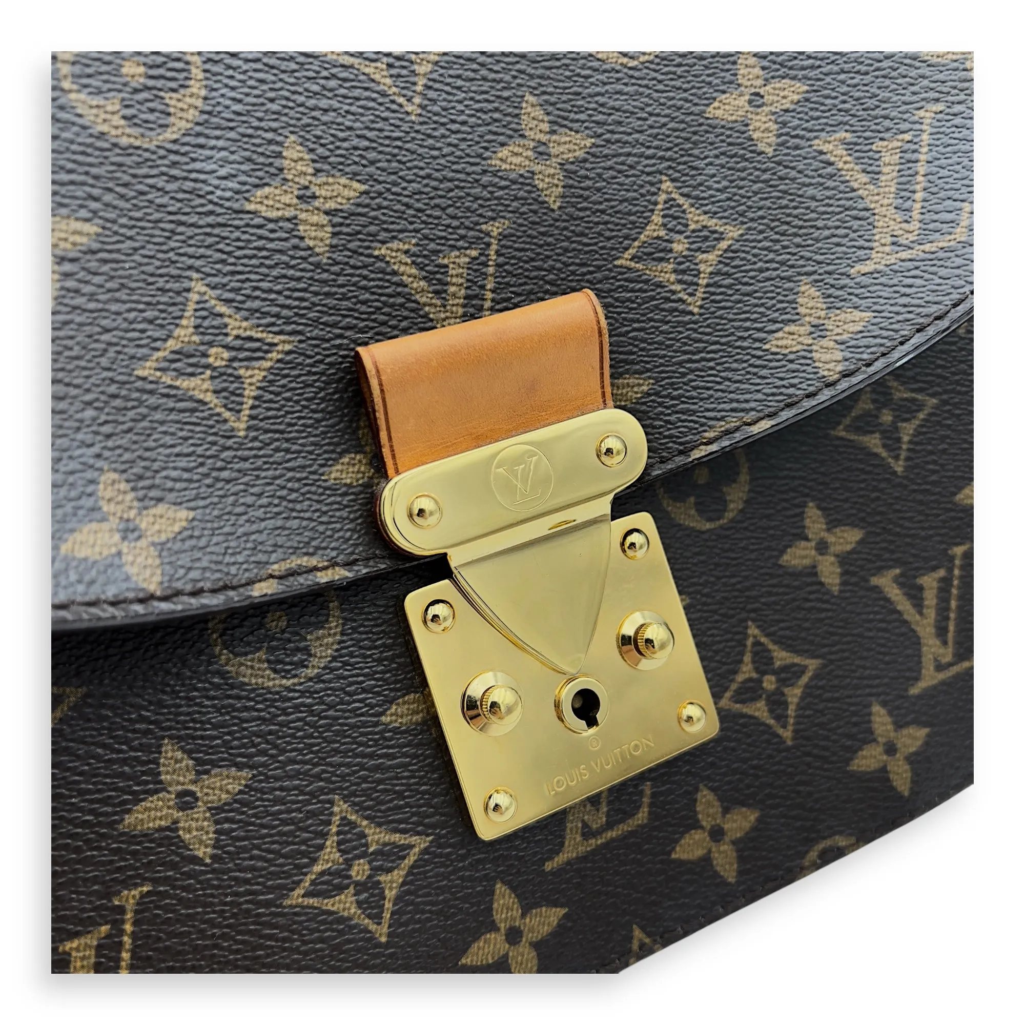 Eden Top Handle Bag Brown in Monogram Coated Canvas, Gold hardware