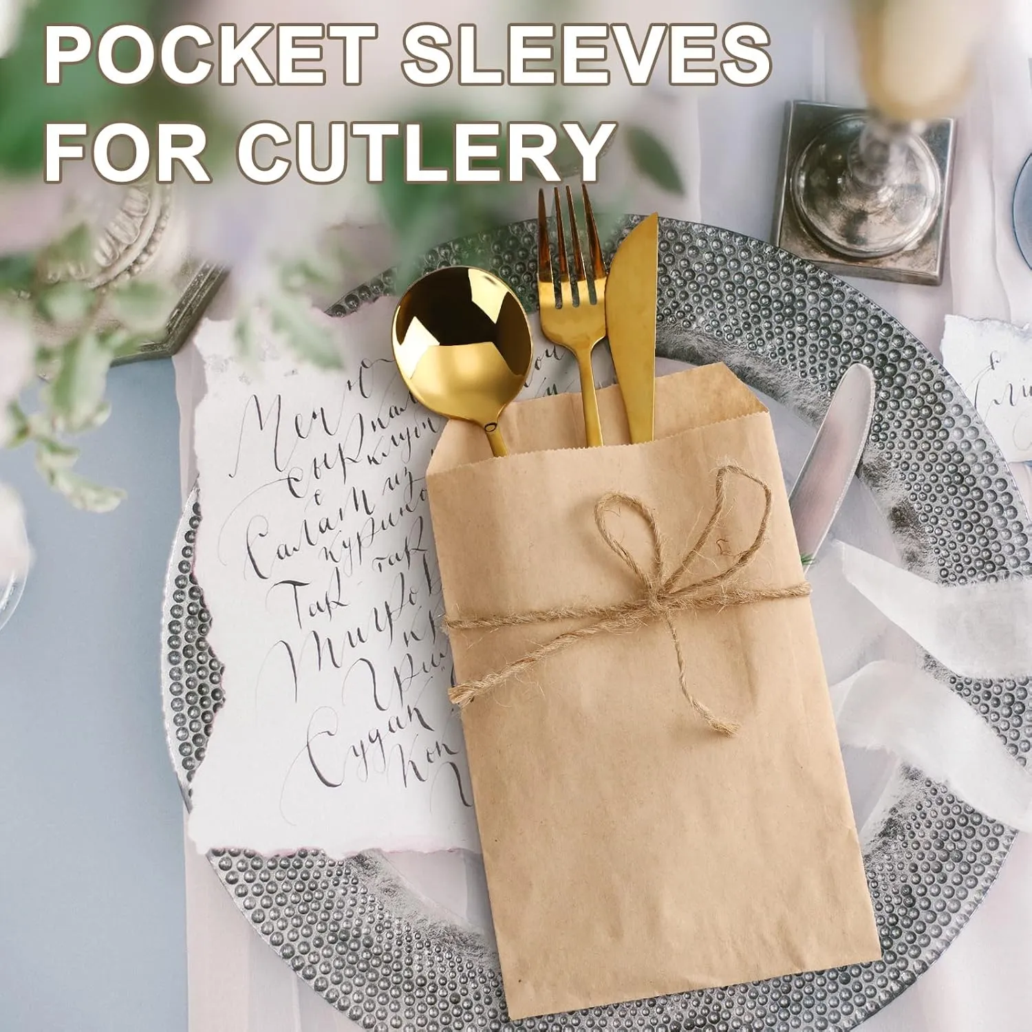 Eersida 500 Pcs Kraft Paper Treat Bags Mini Paper Small Flat Favor Silverware Party Favor Envelopes Merchandise Bags for Snack Cookie Popcorn Candy Sandwich Gift (4 x 6 Inch)