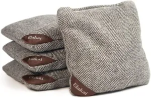 Elakai Cornhole Bags All Weather Single Sided Herringbone Regulation Size and Weight Set of 4 Dove Grey 6 in x 6 in