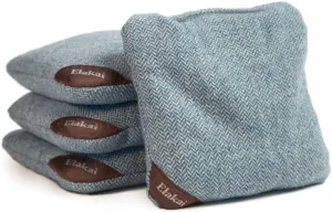 Elakai Cornhole Bags All Weather Single Sided Herringbone Regulation Size and Weight Set of 4 Sky Blue 6 in x 6 in