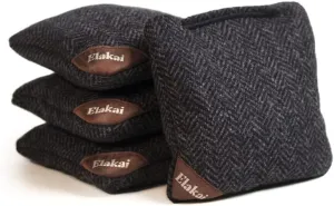 Elakai Cornhole Bags All Weather Single Sided Herringbone Travel Size and Weight Set of 4 Midnight Navy 4 in x 4 in