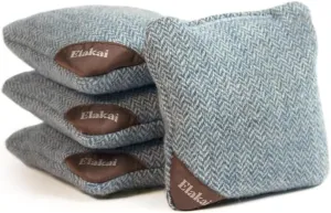 Elakai Cornhole Bags All Weather Single Sided Herringbone Travel Size and Weight Set of 4 Sky Blue 4 in x 4 in