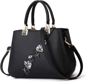 ELDA Purses and Handbags for Women Embroidery Top Handle Satchel Fashion Ladies Shoulder Bag Tote Purse Messenger Bags