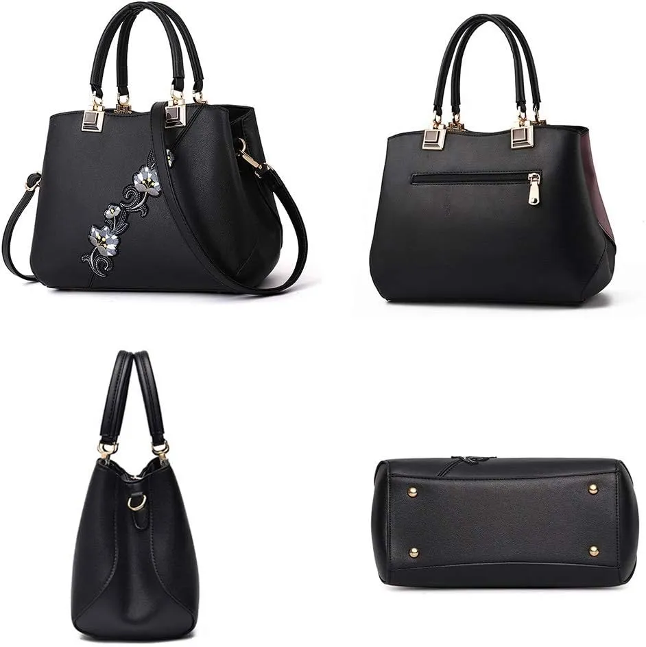 ELDA Purses and Handbags for Women Embroidery Top Handle Satchel Fashion Ladies Shoulder Bag Tote Purse Messenger Bags