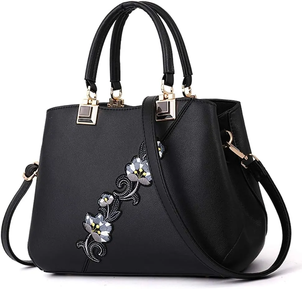 ELDA Purses and Handbags for Women Embroidery Top Handle Satchel Fashion Ladies Shoulder Bag Tote Purse Messenger Bags