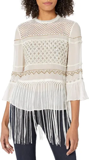 Elie Tahari Women's Aislin Blouse, Antique, XS