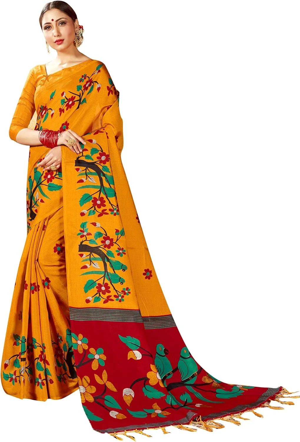 Elina fashion Pack of Two Sarees for Women Mysore Art Silk Printed Indian Diwali Sari || Wedding Gift Saree Combo