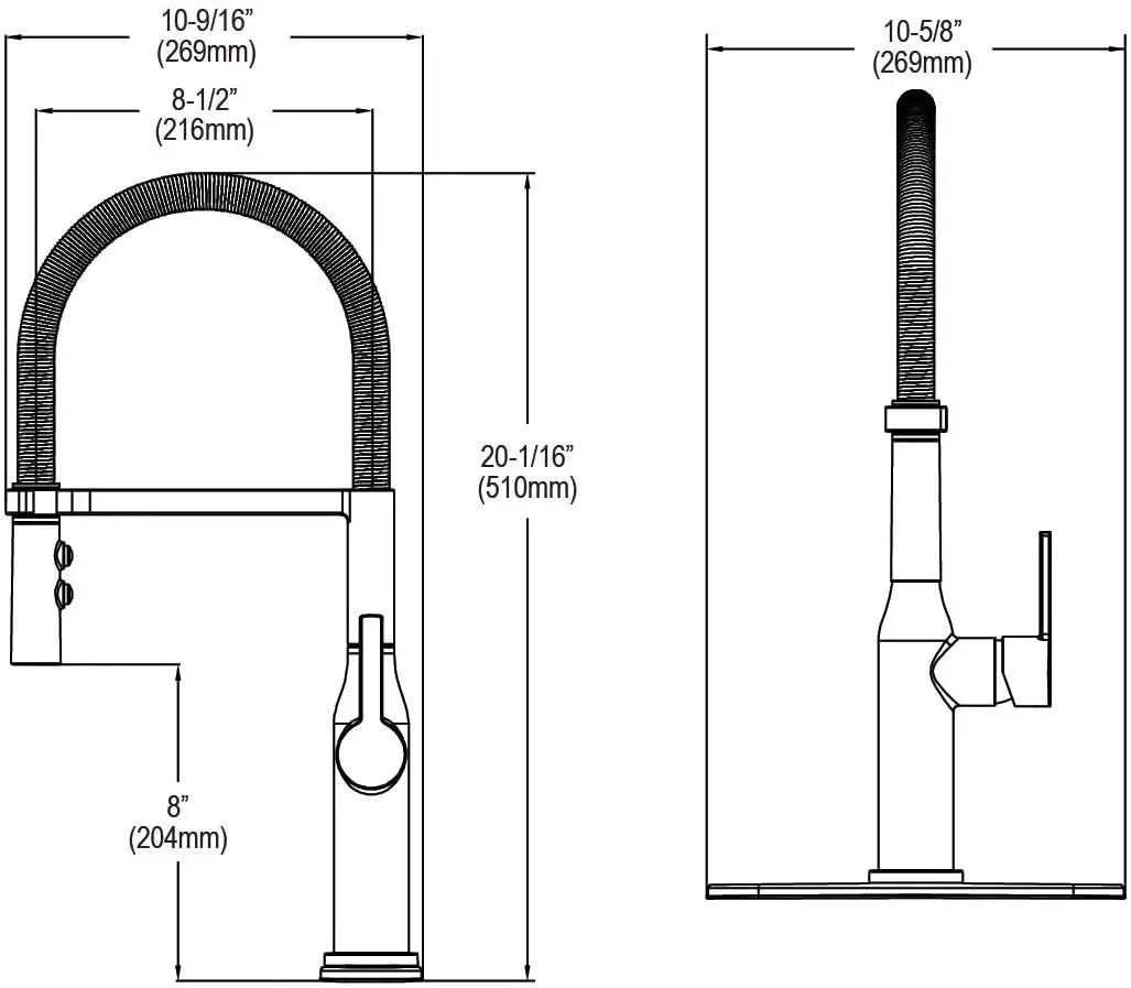 Elkay Avado Single Hole Kitchen Faucet with Semi-professional Spout and Forward Only Lever Handle, Black Stainless and Chrome
