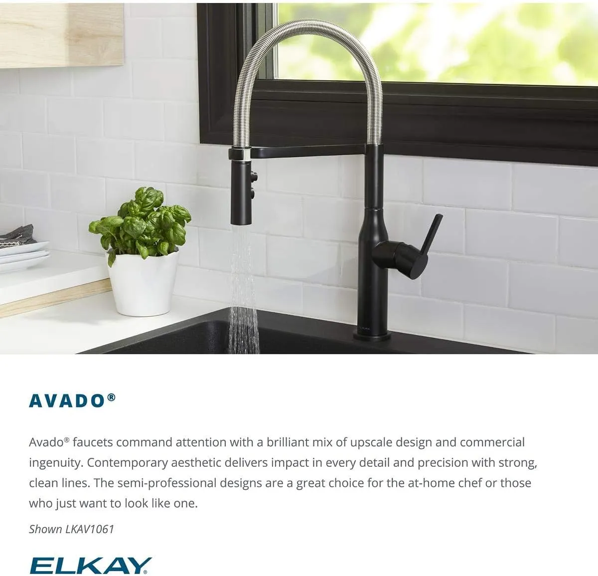 Elkay LKAV3021MB Avado Single Hole Bar Faucet with Lever Handle Matte Black