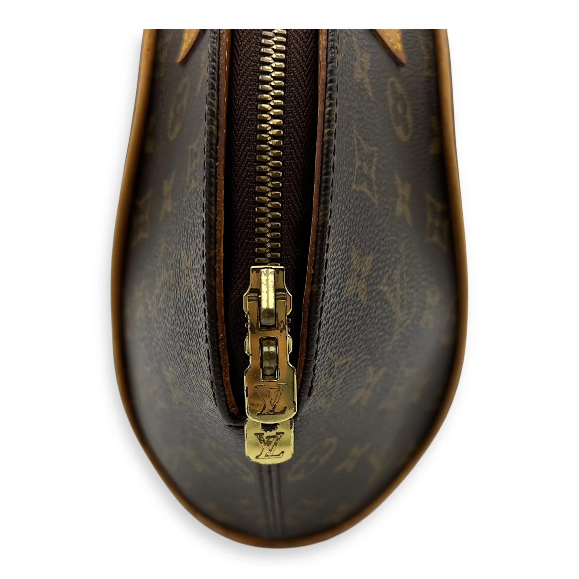 Ellipse Top Handle Bag Brown in Monogram Coated Canvas, Gold hardware
