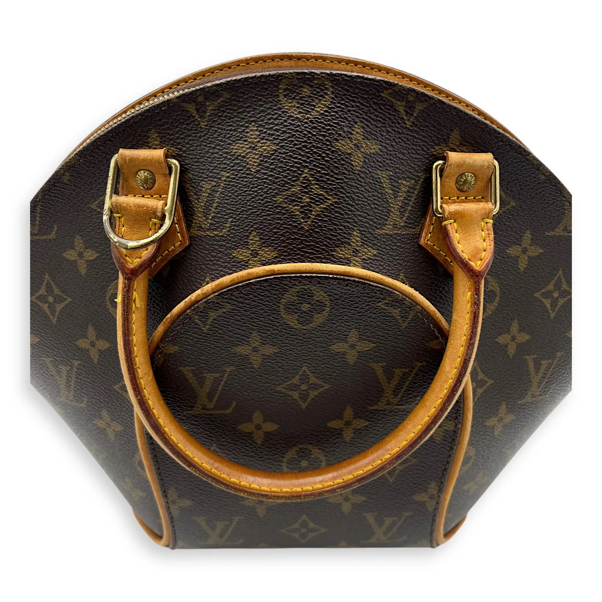 Ellipse Top Handle Bag Brown in Monogram Coated Canvas, Gold hardware