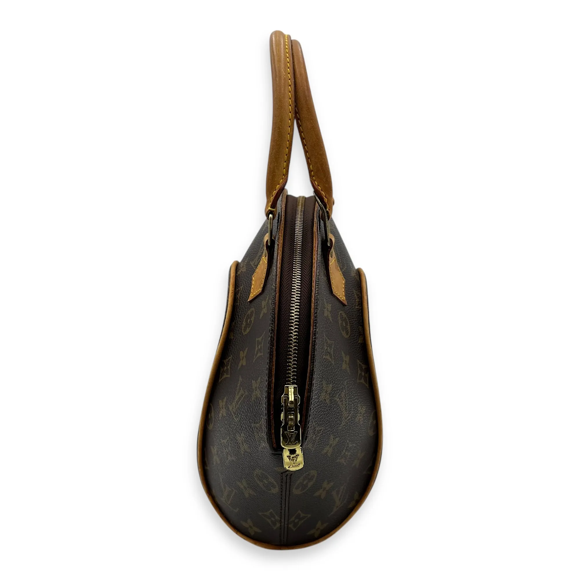 Ellipse Top Handle Bag Brown in Monogram Coated Canvas, Gold hardware
