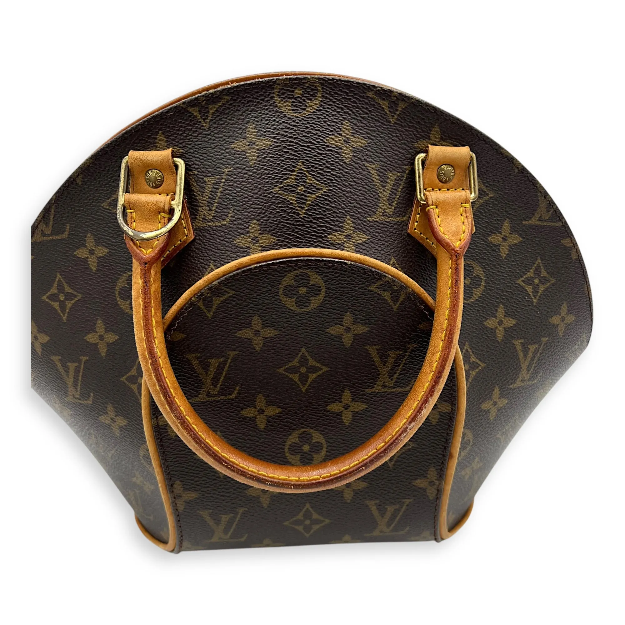 Ellipse Top Handle Bag Brown in Monogram Coated Canvas, Gold hardware