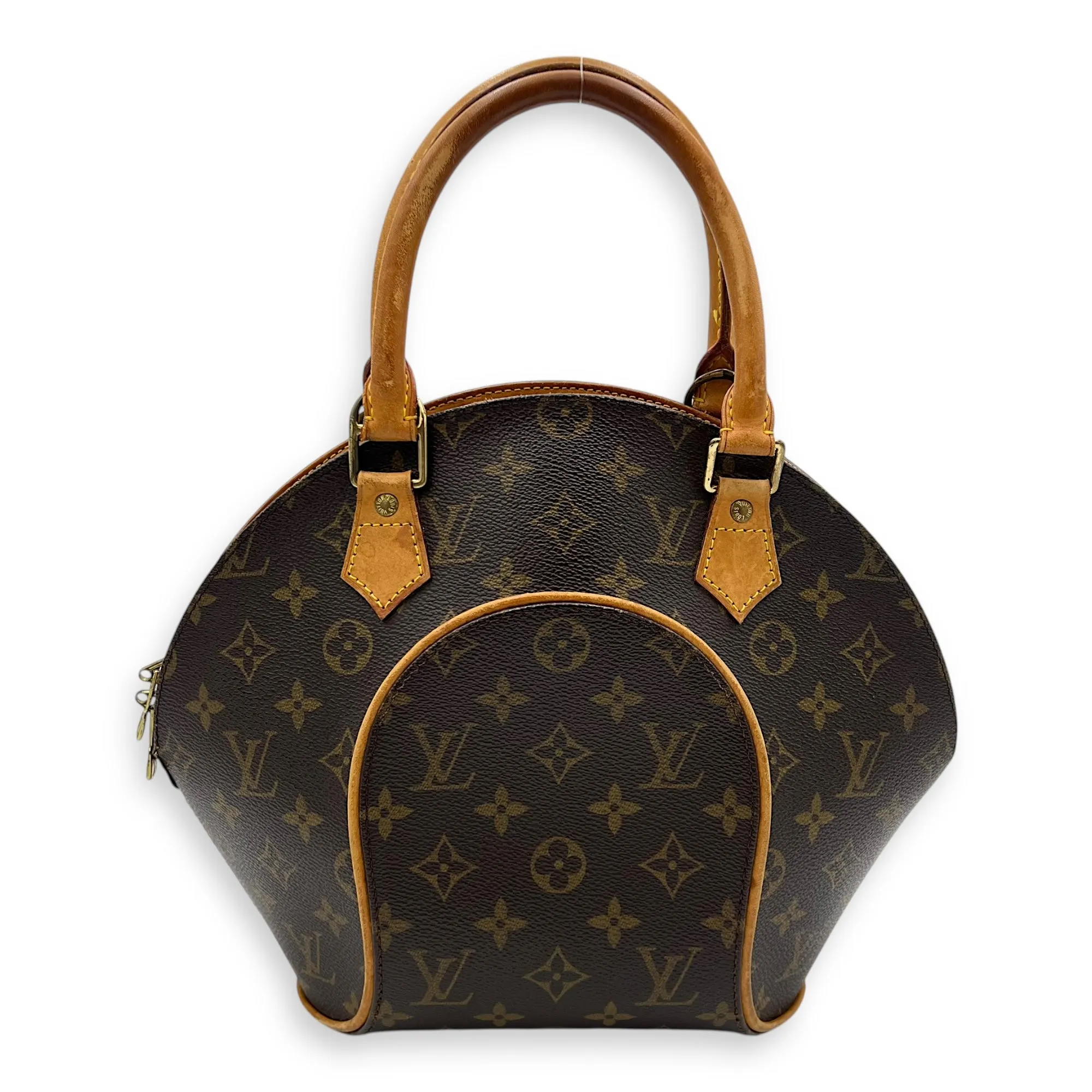Ellipse Top Handle Bag Brown in Monogram Coated Canvas, Gold hardware