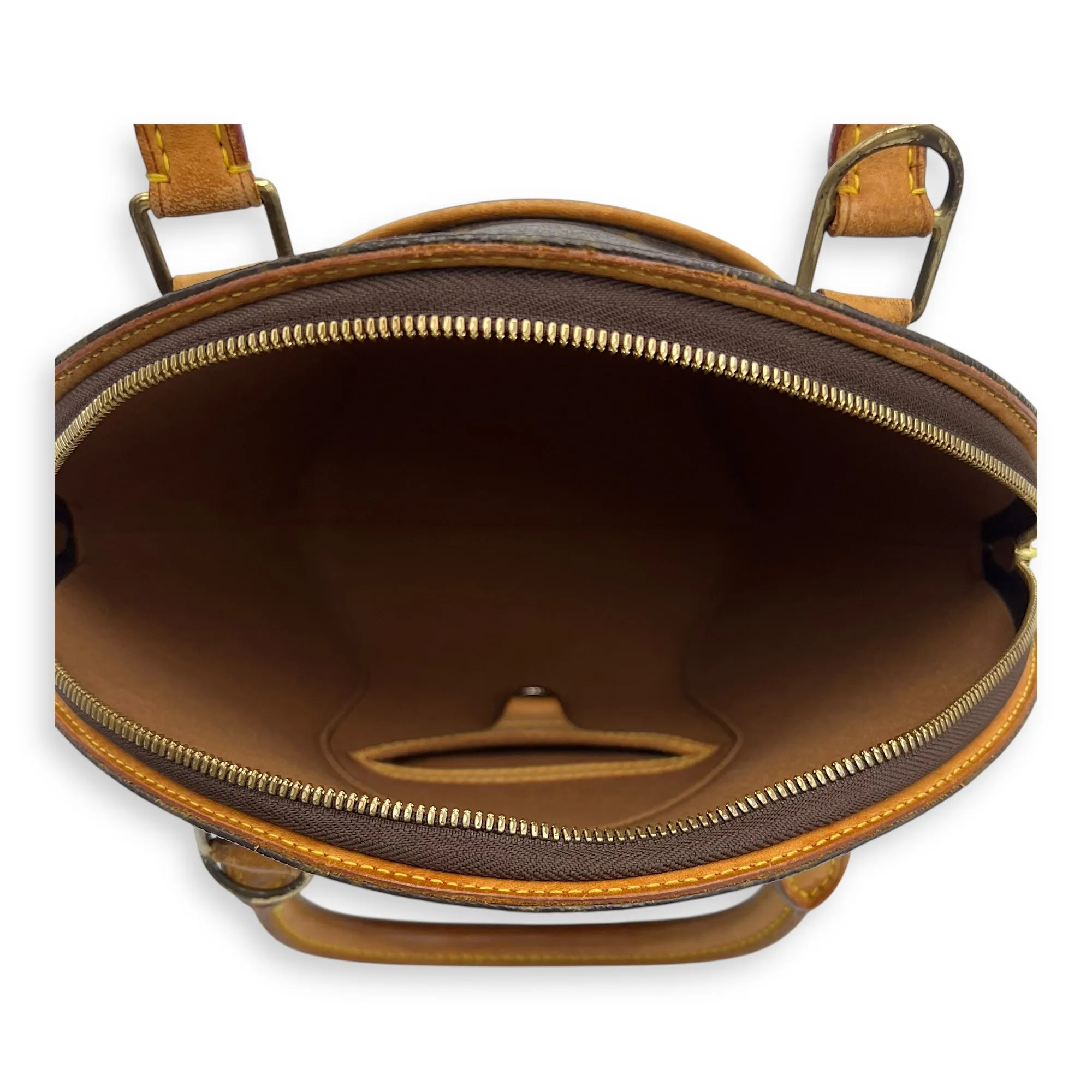 Ellipse Top Handle Bag Brown in Monogram Coated Canvas, Gold hardware