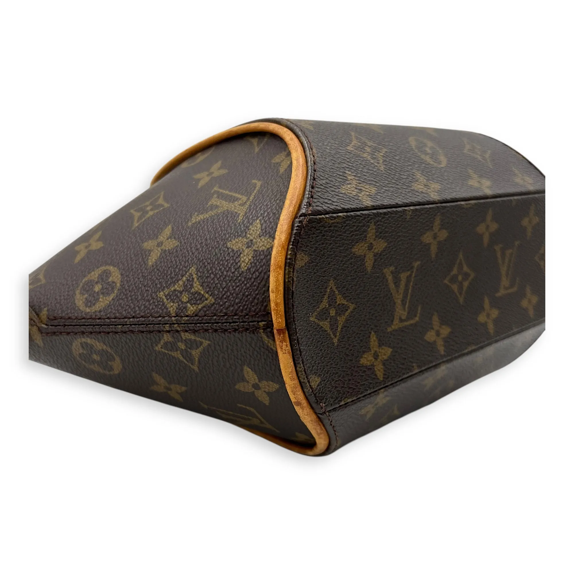 Ellipse Top Handle Bag Brown in Monogram Coated Canvas, Gold hardware