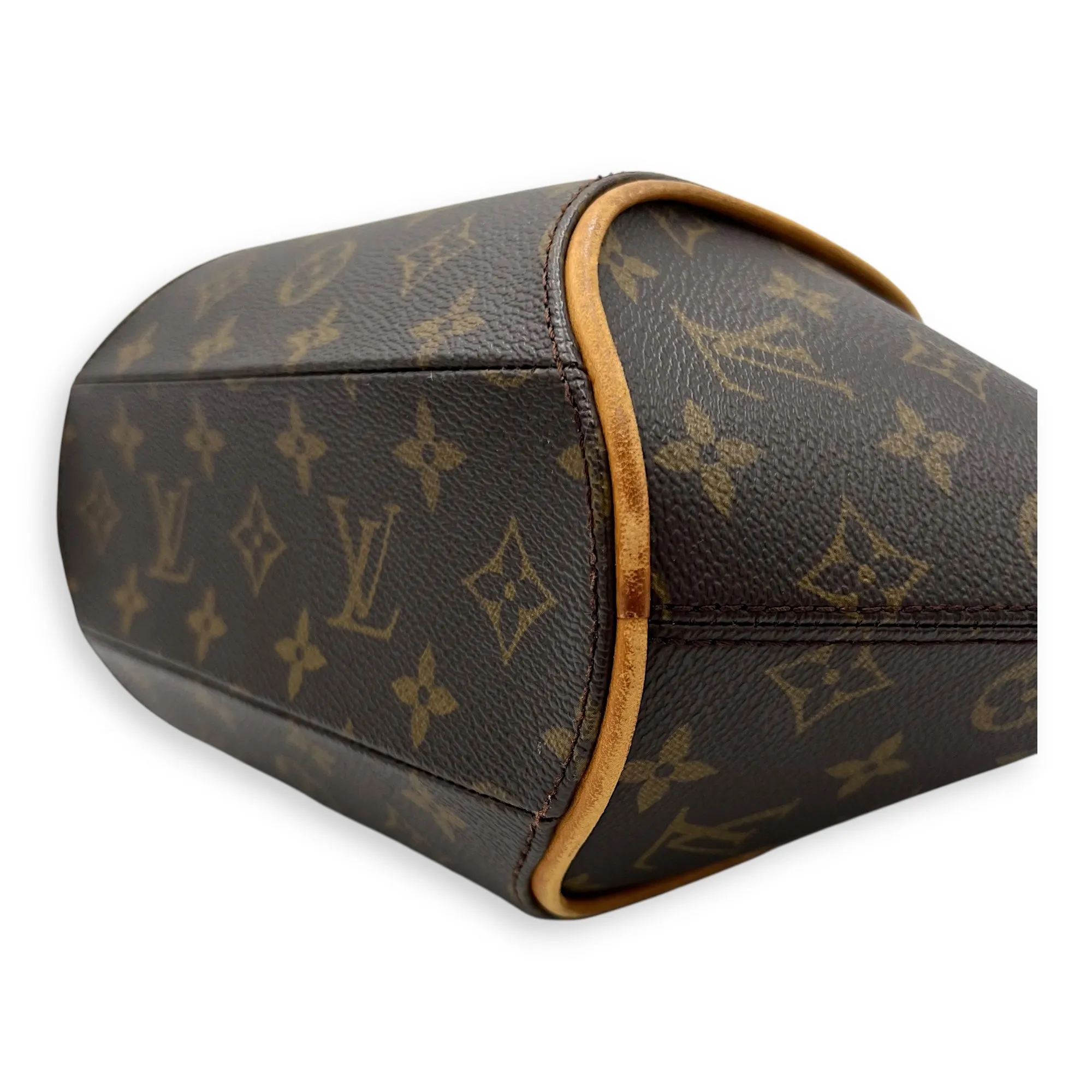 Ellipse Top Handle Bag Brown in Monogram Coated Canvas, Gold hardware