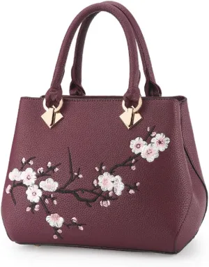 Embroidery Women Top Handle Satchel Handbags Shoulder Bag Tote Purse Messenger Bags Crossbody Bag Pink