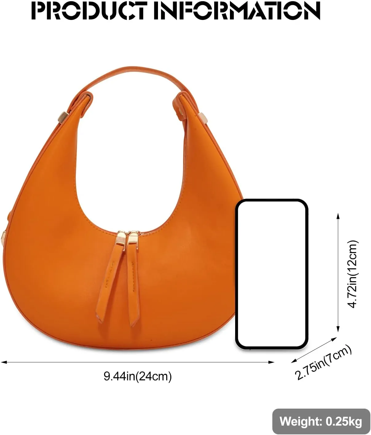 Ergocar 2022 New Women's Tote Handbags, Crescent Bags for Women Fashion Women Underarm Bag Top-Handle Bag, Orange