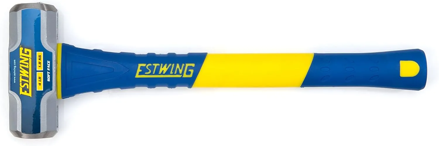Estwing Soft Face Sledge Hammer for Automotive, Industrial, and Construction Use, 30-35 HRC, 16-Inch Long Fiberglass Handle with Ergonomic Two-Handed Grip (4-Pound Head x 16-Inch Handle)