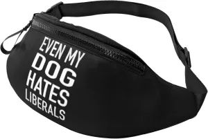 Even My Dog Hates Liberals Fanny Pack for Men Women, Sports waist bag, suitable for traveling, hiking and running