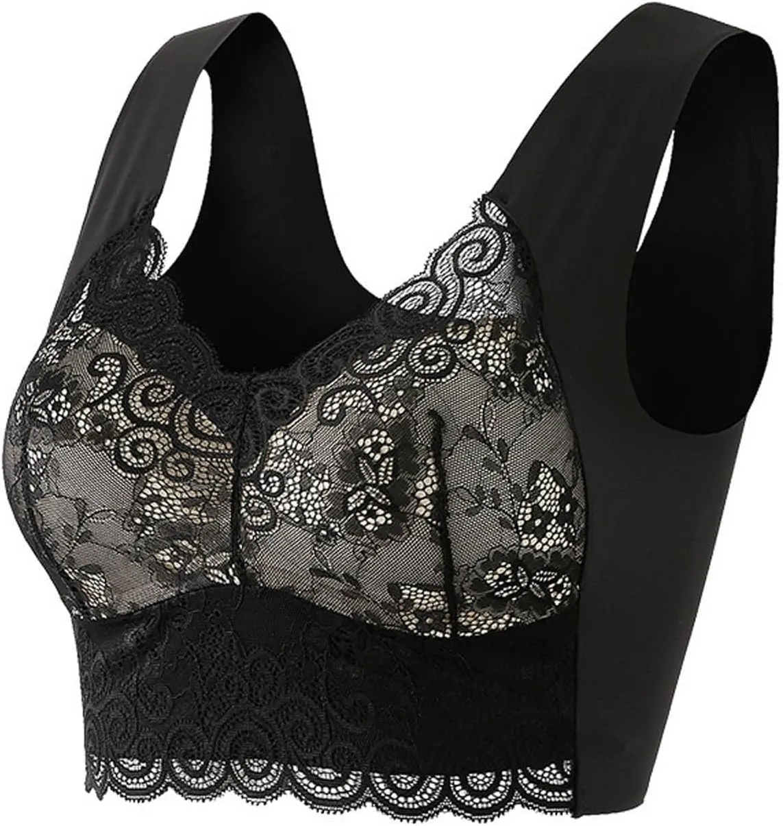Everyday Bras for Women Lace Beauty Back Smoothing Bra Comfort-Strap Wireless Bra Underwear Plus Size Bra 3PC
