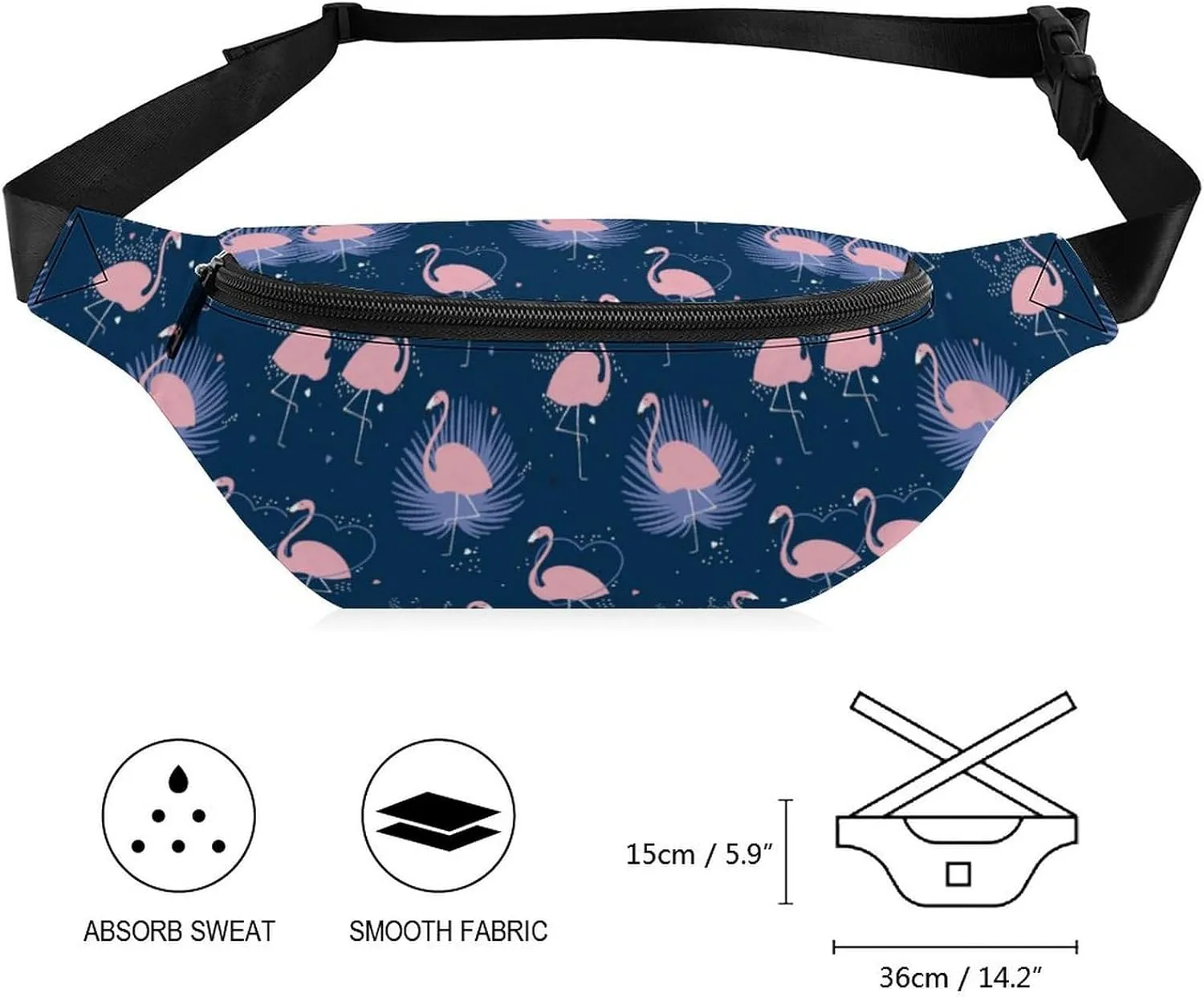 Exotic Flamingos Unisex Belt Bag Crossbody Bag Fanny Pack Waist Pack Suitable for Travel And Sports, 36*15cm, style-43-3