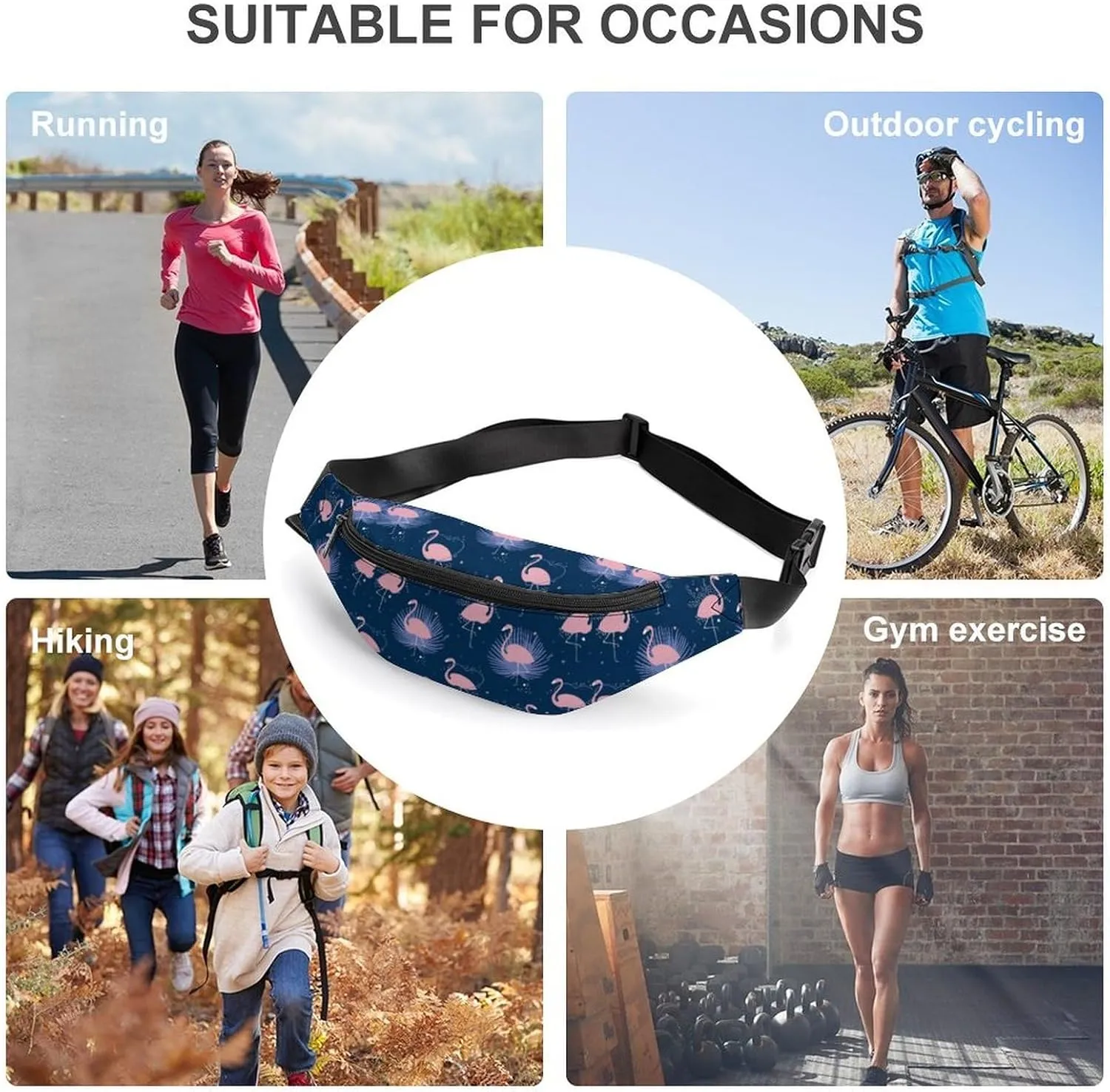 Exotic Flamingos Unisex Belt Bag Crossbody Bag Fanny Pack Waist Pack Suitable for Travel And Sports, 36*15cm, style-43-3