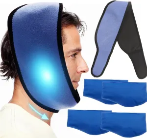 Face ice Pack for Jaw, Toothache Ice Pack Cold Compress for Head and Chin, Reusable Hot or Cold Gel Packs Pain Relief for TMJ, Oral and Facial Surgery, Dental Implants (1 Wrap 4 Ice Pack)