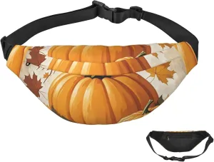 Fanny Pack Belt Bag for Women Men Waterproof Waist Pack Chickens and Farm Waist Bag with Adjustable Strap, Autumn Pumpkin Maple Leaves, One Size