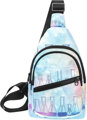 Fanny Pack Cross Body Bag for Outdoors Hiking Traveling, Science laboratory school chemistry (2)