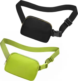 Fanny Pack Crossbody Bag for Women and Men, Belt Bag for Hiking Bum Bag with Adjustable Strap, Waist pack for Running Workout Sports Travel Black Grass Green