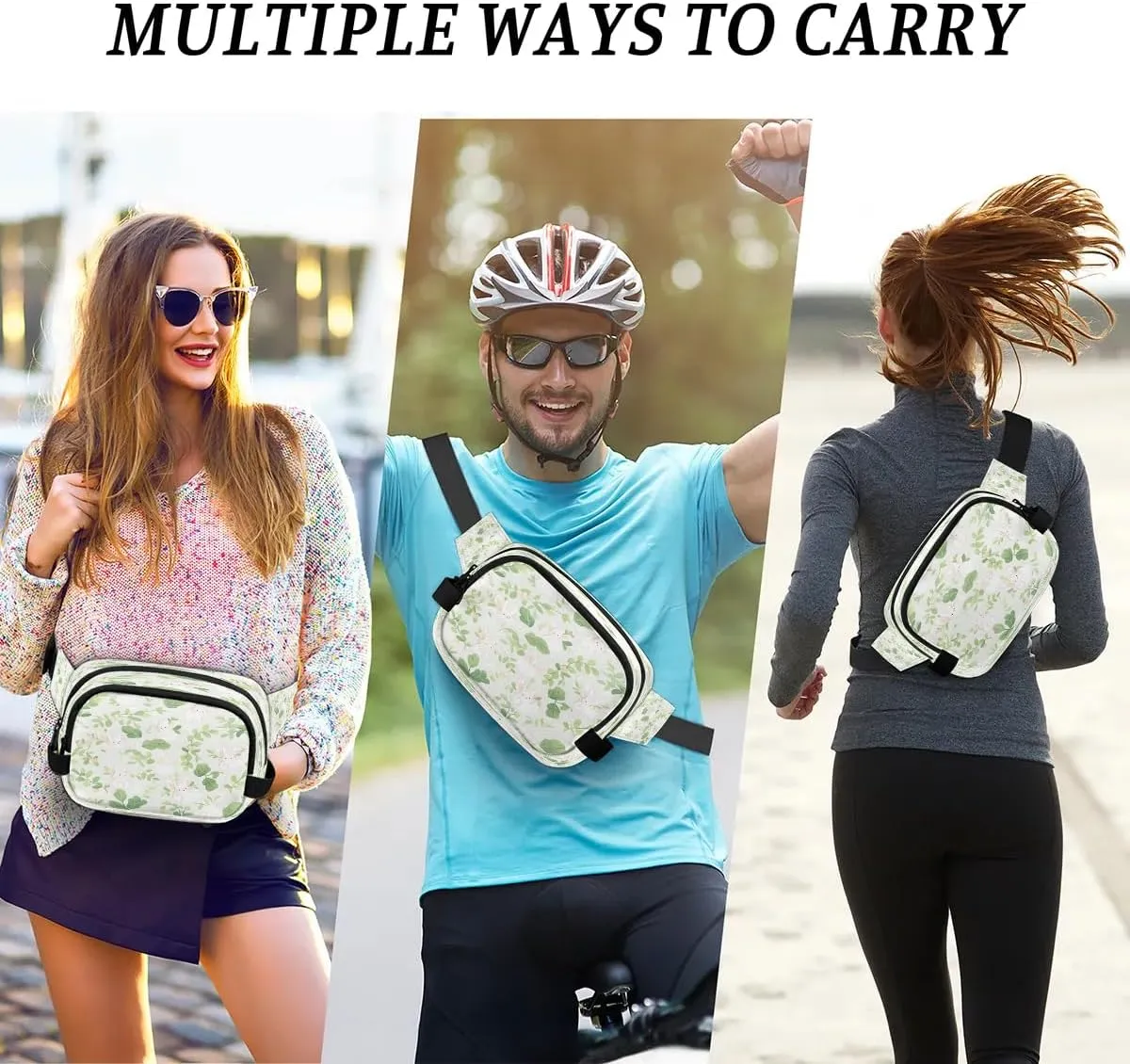 Fanny Pack Crossbody for Women Men Bunny Rabbit Leaves Fanny Pack Cross Body Bag for Shopping Traveling Running Hiking Cycling