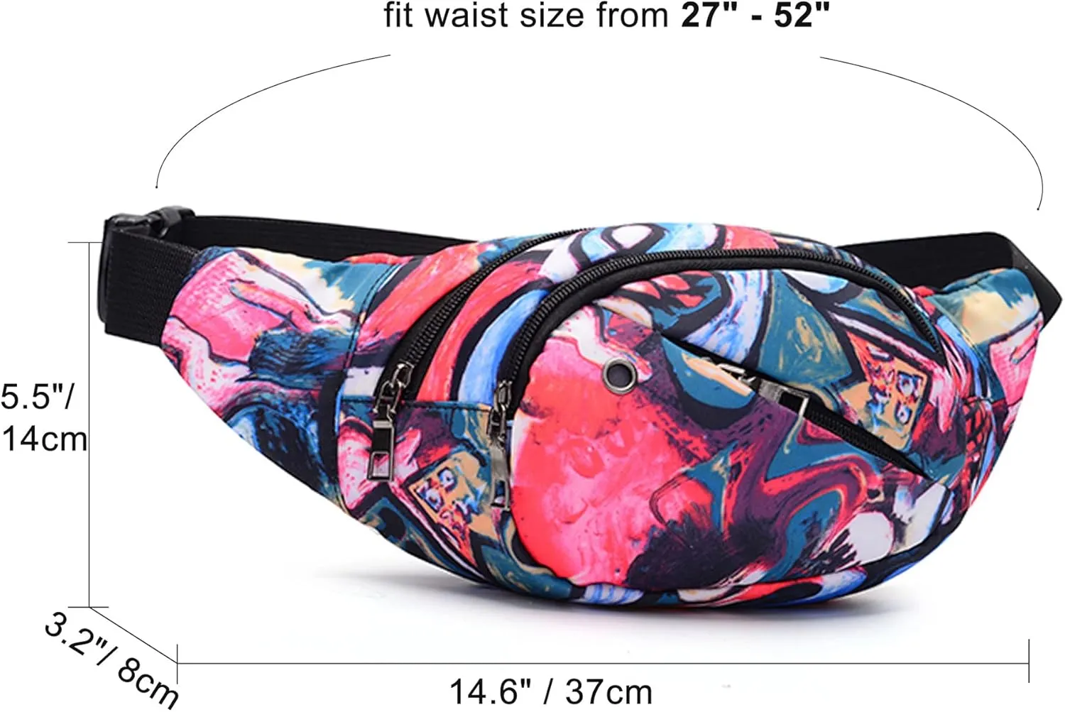 Fanny Pack Fashion Waist Chest Bag Adjustable Belt Chest Shoulder Pack Casual Bag Bum Bags Hip Pouch for Running Hiking Fitness Cycling Beach Travel Concert Festival (2 pack multicolor   black)