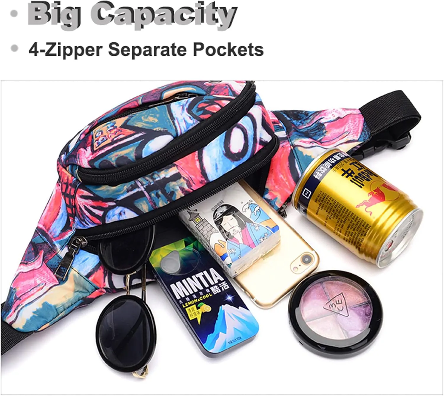 Fanny Pack Fashion Waist Chest Bag Adjustable Belt Chest Shoulder Pack Casual Bag Bum Bags Hip Pouch for Running Hiking Fitness Cycling Beach Travel Concert Festival (2 pack multicolor   black)