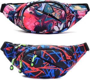 Fanny Pack Fashion Waist Chest Bag Adjustable Belt Chest Shoulder Pack Casual Bag Bum Bags Hip Pouch for Running Hiking Fitness Cycling Beach Travel Concert Festival (2 pack multicolor   black)
