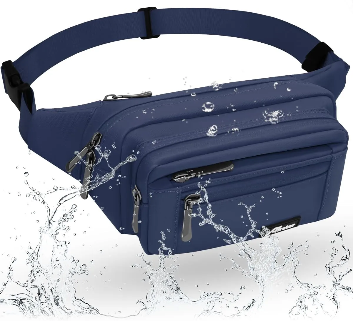 Fanny Pack for Men Women Waterproof Waist Pack Lightweight Belt Bag with 5-Zipper Pockets Crossbody Bag with Adjustable Strap for Sports Traveling Running Hiking (Deep Blue)