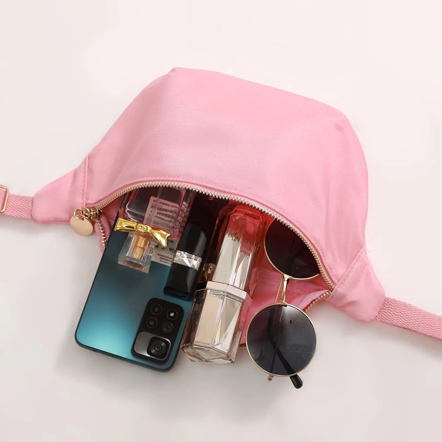 Fanny Pack for Women Crossbody Belt Bag with Adjustable Strap, Fashion Waist Pack Bag Bum bag for Traveling Hiking Cycling Running Casual(Pure Pink)