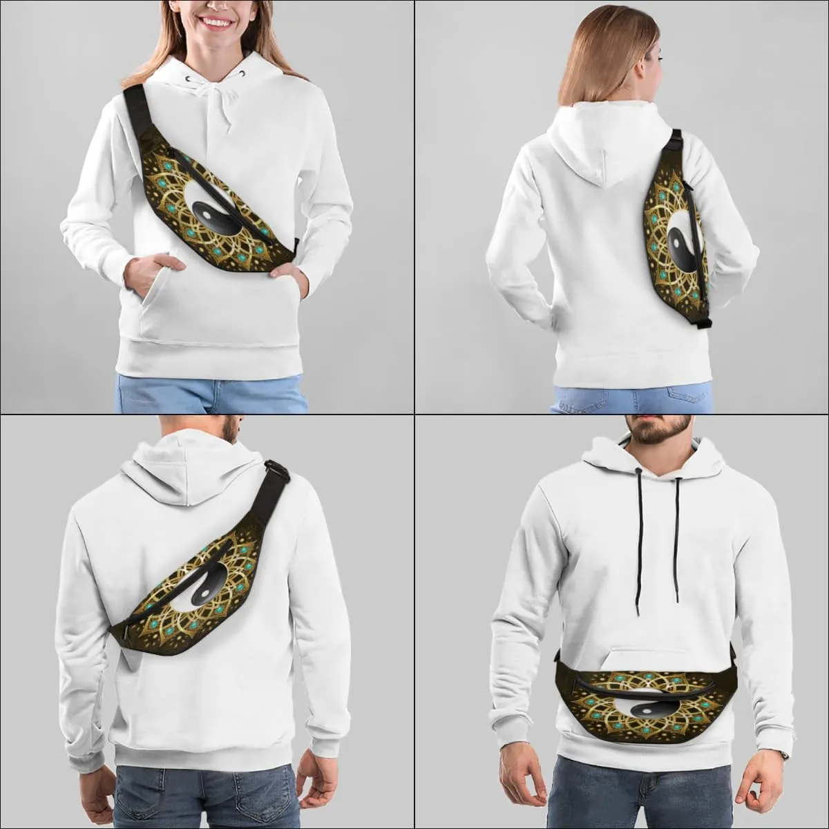 Fanny Pack for Women Men Eight Trigrams Pattern Waist Pack Crossbody Bag with Adjustable Straps for Hiking Running Walking Travel Cycling