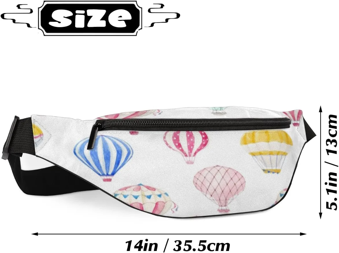 Fanny Pack for Women Men Lovely Hot Air Balloon Waist Pack Crossbody Bag with Adjustable Straps for Hiking Running Walking Travel Cycling